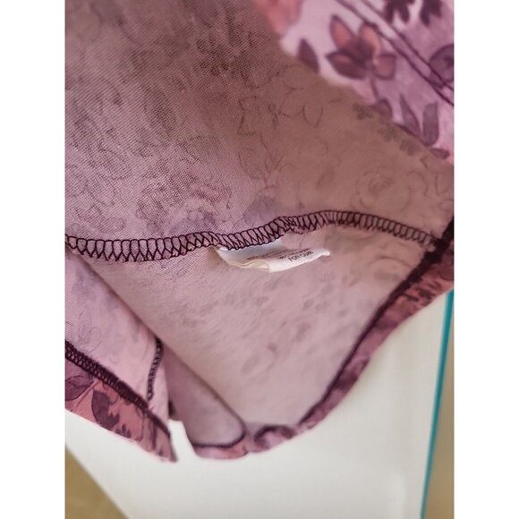 Small Mudd Boho Purples Pink Floral Print Lace Accent Back Sleeveless Tank Top - Picture 11 of 13